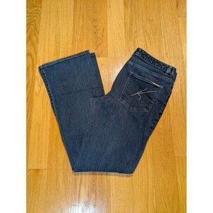 MICHAEL Michael Kors Womens Bootcut Jeans Sz 8 Dark Wash  Metal Studded MK Logo